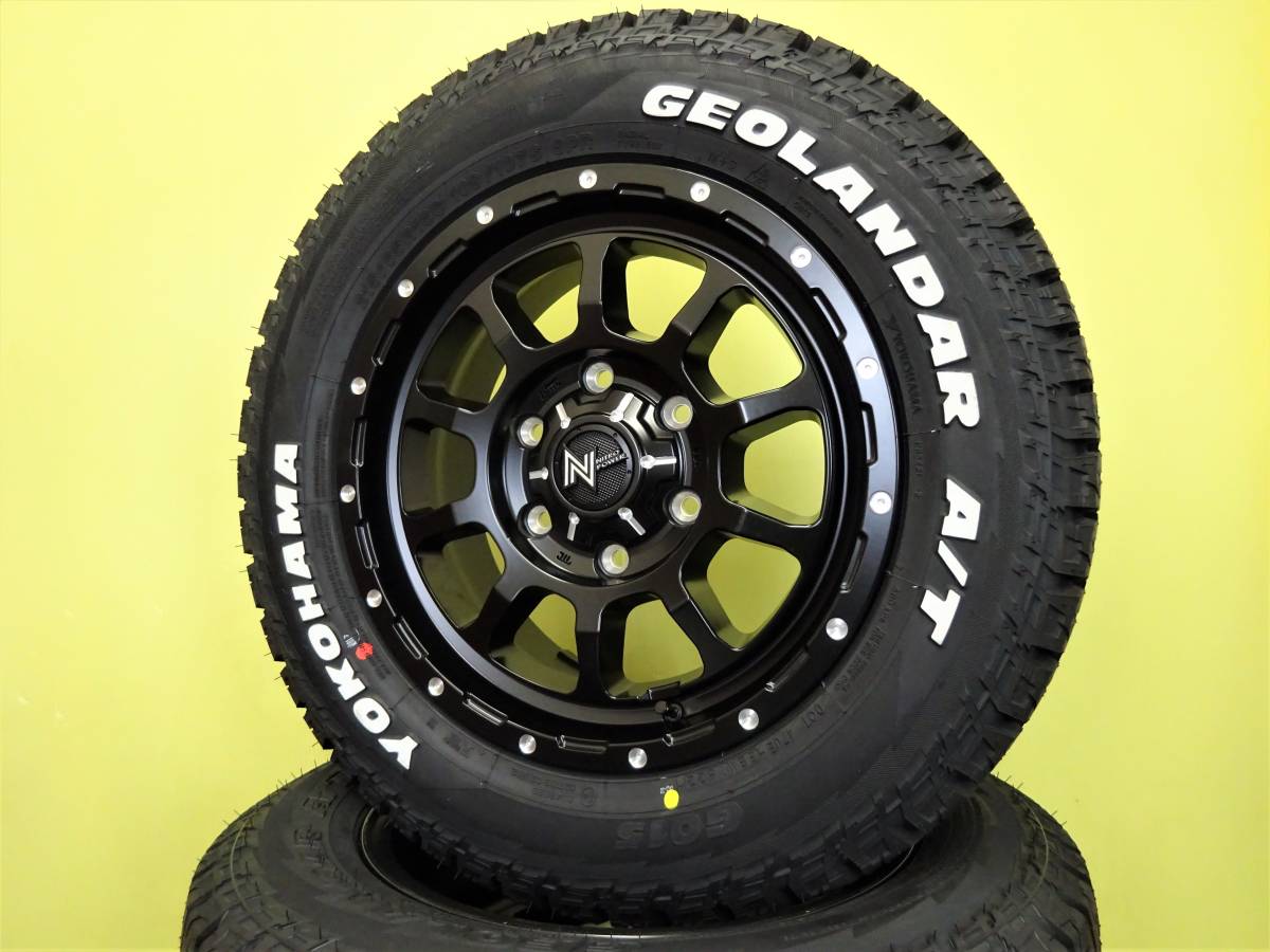 S3255 新品 ナイトロ パワー M10 6.5J +38 139.7 ブラック 黒 215/65R16 C 109/107S ジオランダー A/T G015 ホワイトレター ハイエース R/T_画像1