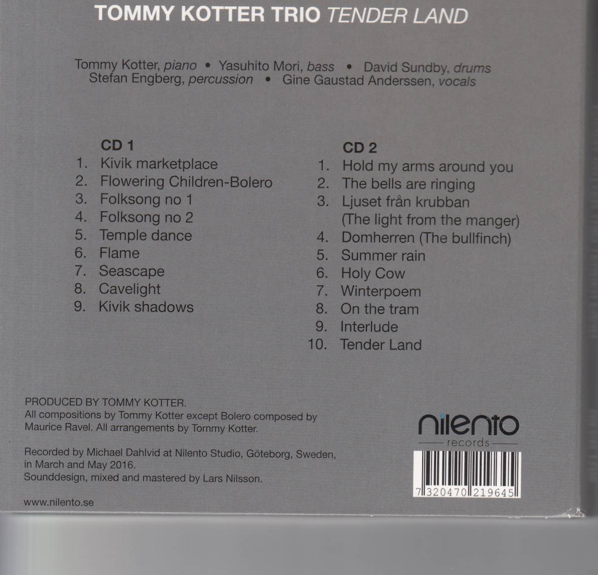 輸 Tommy Kotter Trio Tender Land 2CD◆規格番号■NILCD-1702◆送料無料■即決●交渉有_画像4