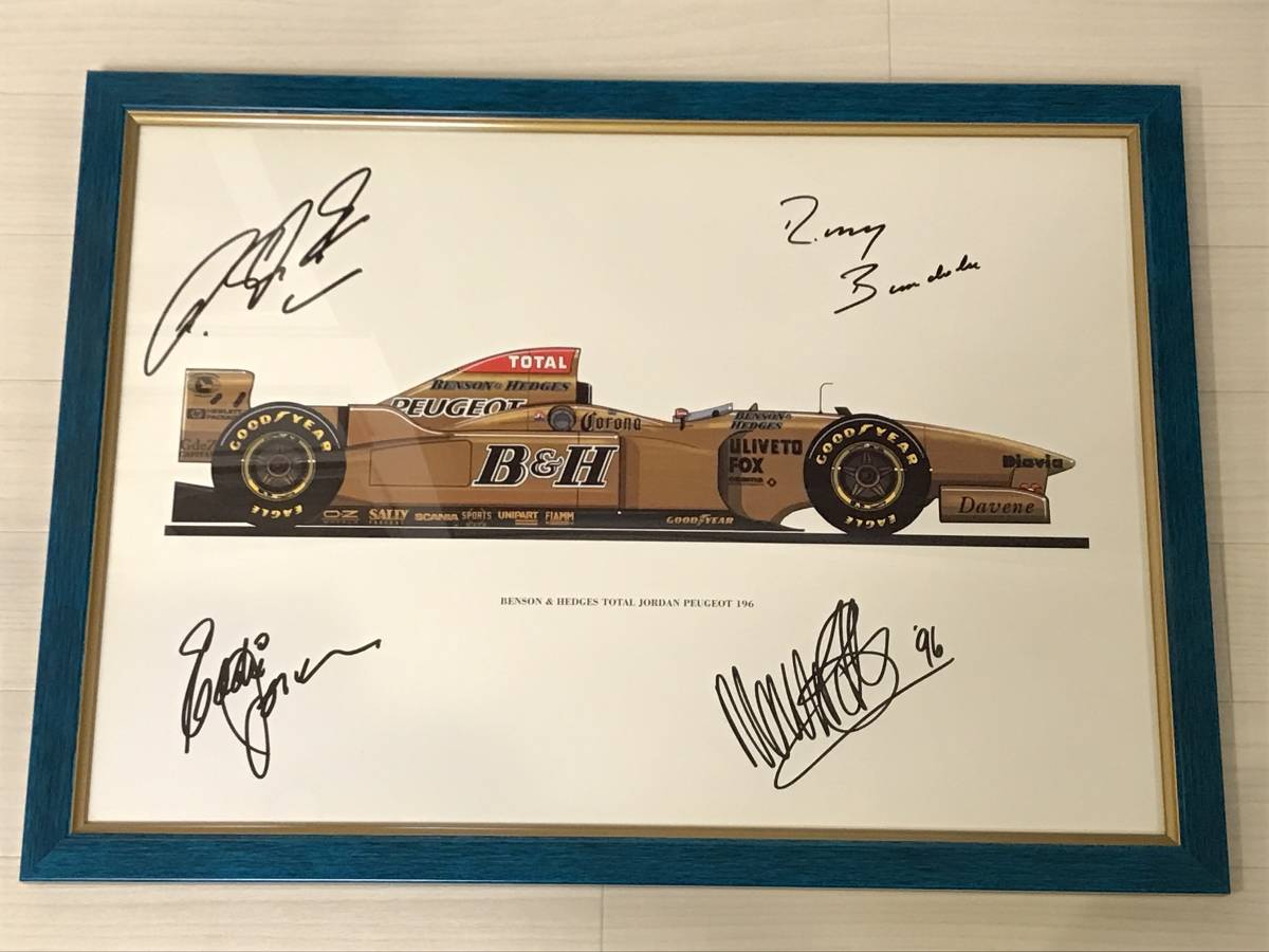 F1 1996 ジョーダンGP サイン入りリトグラフ　額装済み
