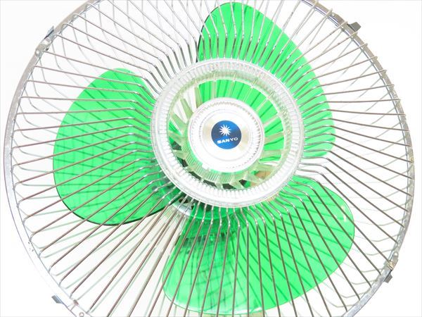 **SANYO Sanyo ornament electric fan yawing EF-6BJ feather diameter 30cm Showa Retro consumer electronics operation goods **