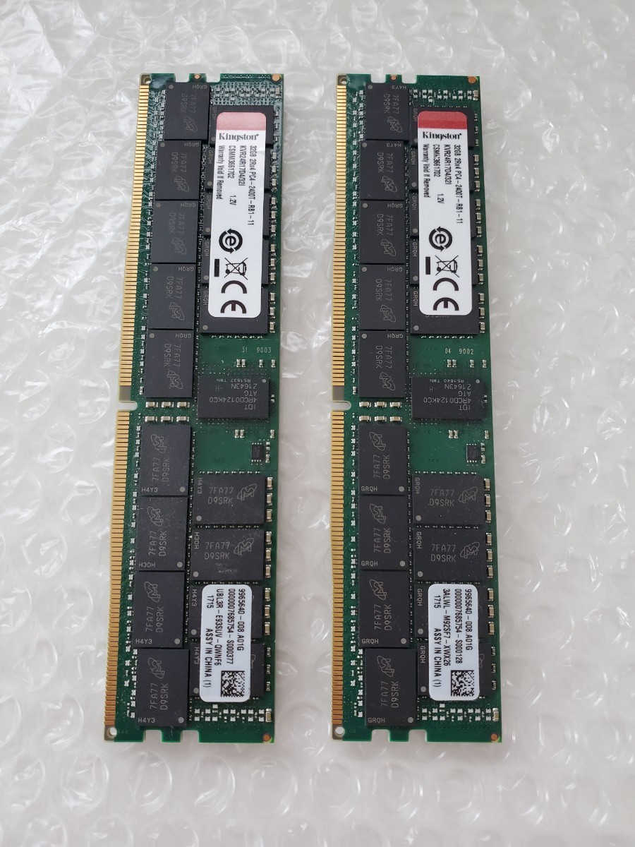 Kingston DDR4 32GB×2 64GB 2Rx4 PC4-2400T-RB1-11 KVR24R17D4/32I