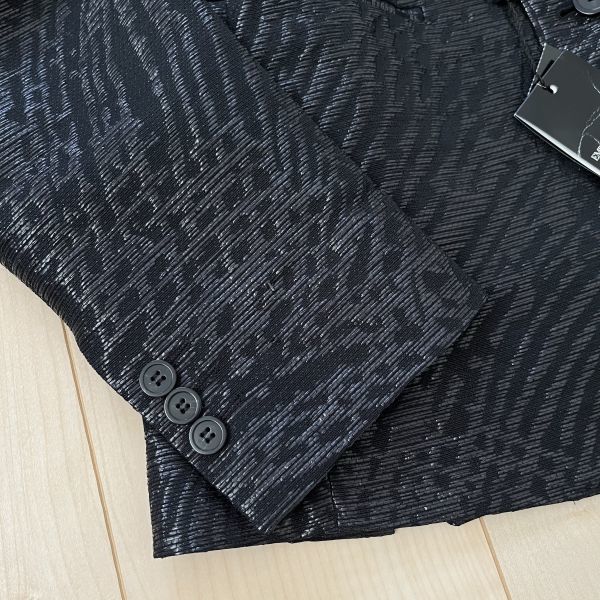 【EMPORIO ARMANI/エンポリオ アルマーニ】テーラードジャケット 50(XL) タグ付き ブラック 黒 三種混紡 総柄 軽快な生地感 春夏 #82 6