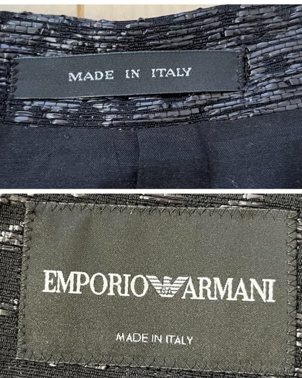 【EMPORIO ARMANI/エンポリオ アルマーニ】テーラードジャケット 50(XL) タグ付き ブラック 黒 三種混紡 総柄 軽快な生地感 春夏 #82 8