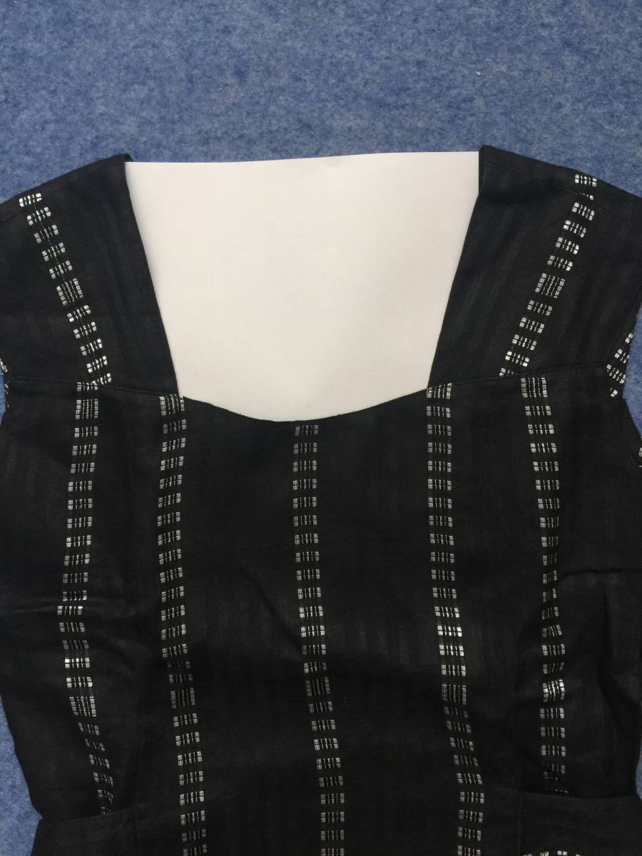 未使用 ラネロッシ LANEROSSI イタリア製生地 麻 レーヨン ノースリーブワンピース 42サイズ 参考定価 ¥77,000程度_画像4