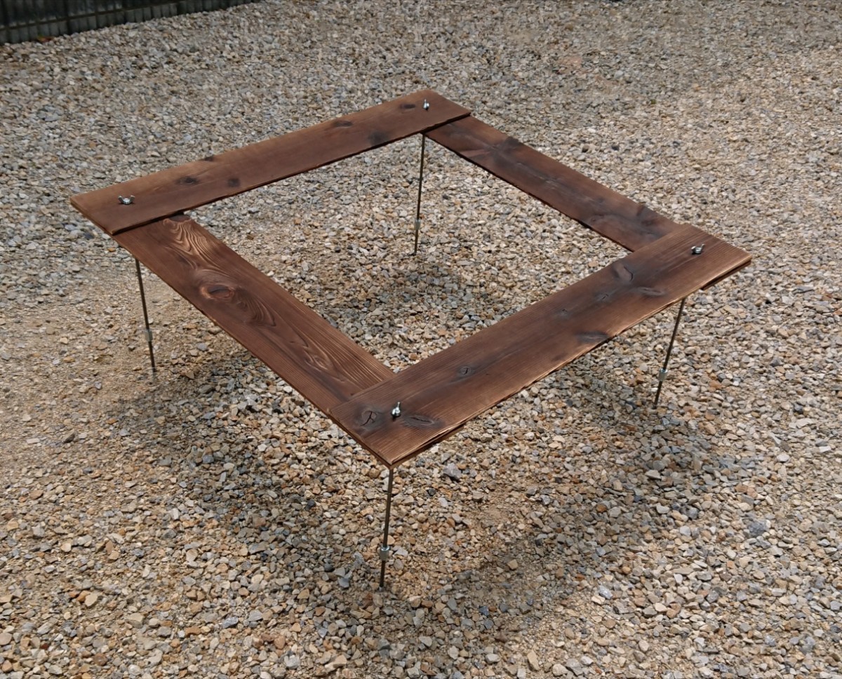 BBQ 囲炉裏テーブル 91×91cm 【組立簡単、軽量収納コンパクト】