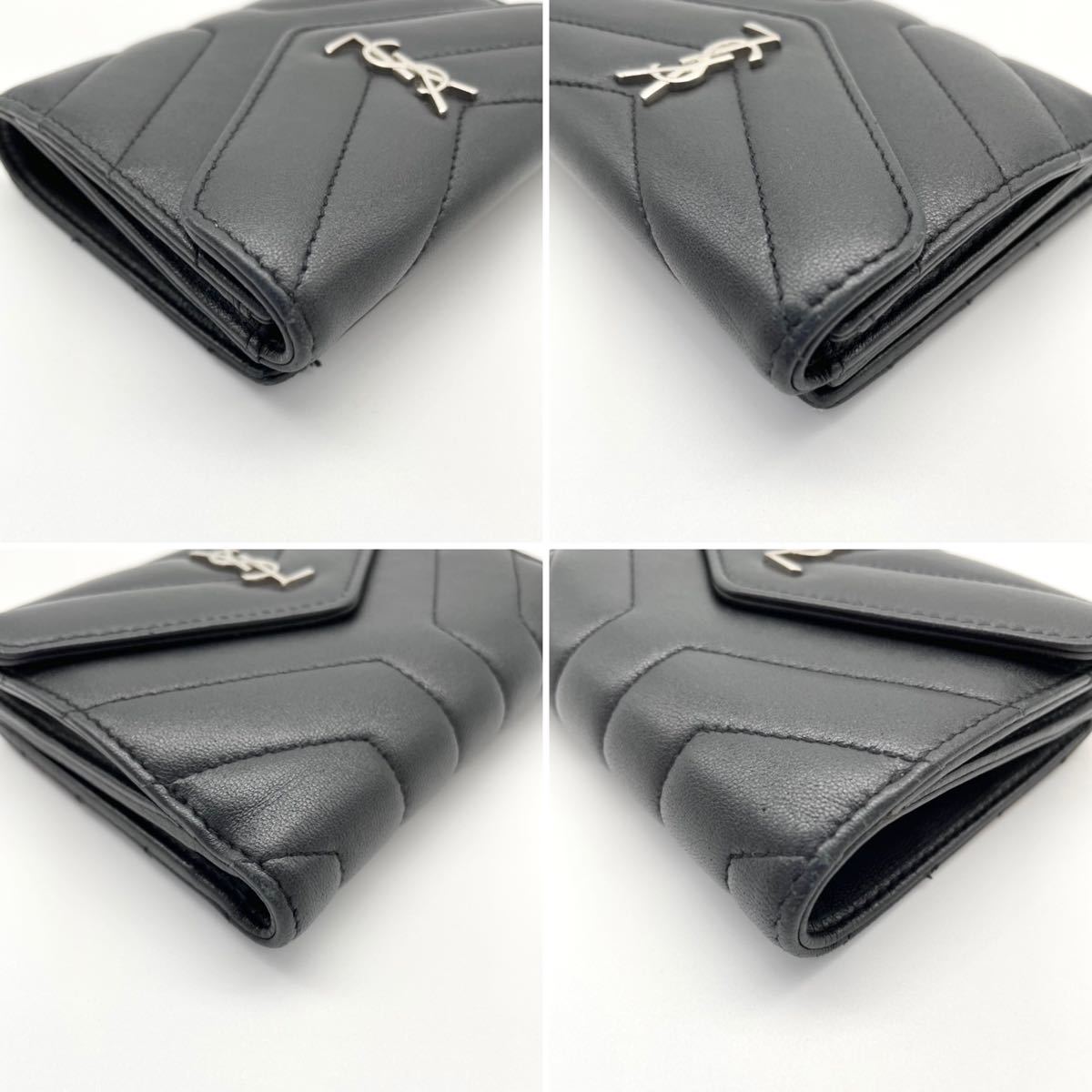 サンローラン 二つ折り財布 キルティング ラムスキン YSLロゴ サンローラン 二つ折り財布 キルティング ラムスキン YSLロゴ