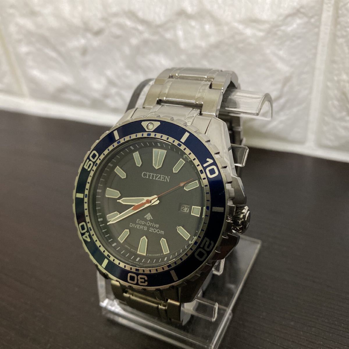 美品】CITIZEN エコドライブ ソーラー E168 ダイバーズ 稼働品