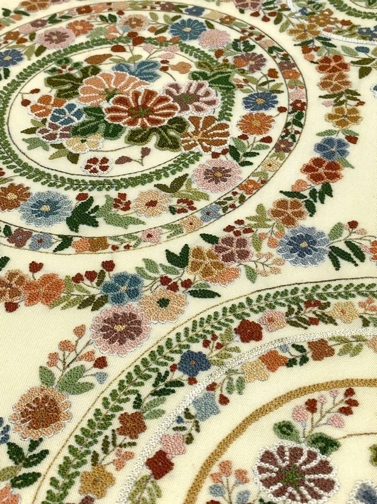 総相良刺繍 袋帯 蔓草花文様 正絹 お太鼓柄 comunidadre.com.ar