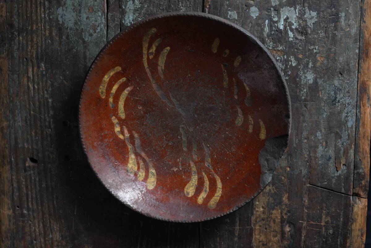 ペンシルベニアのスリップウエア レッドウェア パイ皿 / 19世紀・アメリカ / アンティーク 古道具 アーリーアメリカン B
