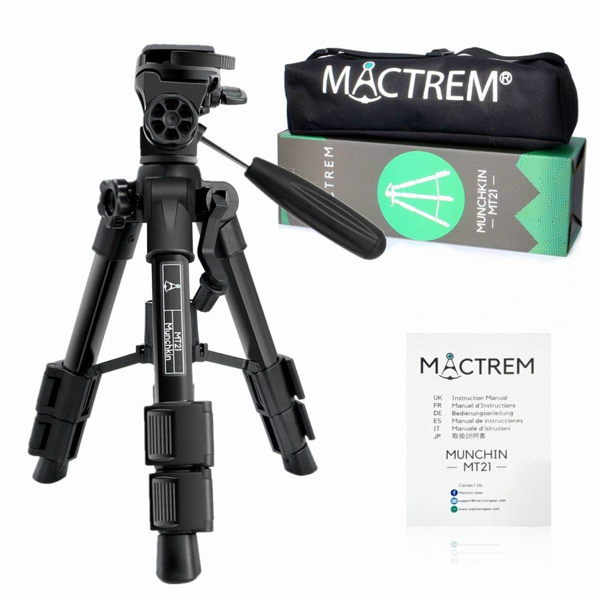 ミニカメラ三脚 Mactrem 軽量高強度アルミニウム 360回転 3段 3ウェイ雲台 クイックシュー（ビデオカメラ・デジカメに対応の1/4ネジ）_画像9