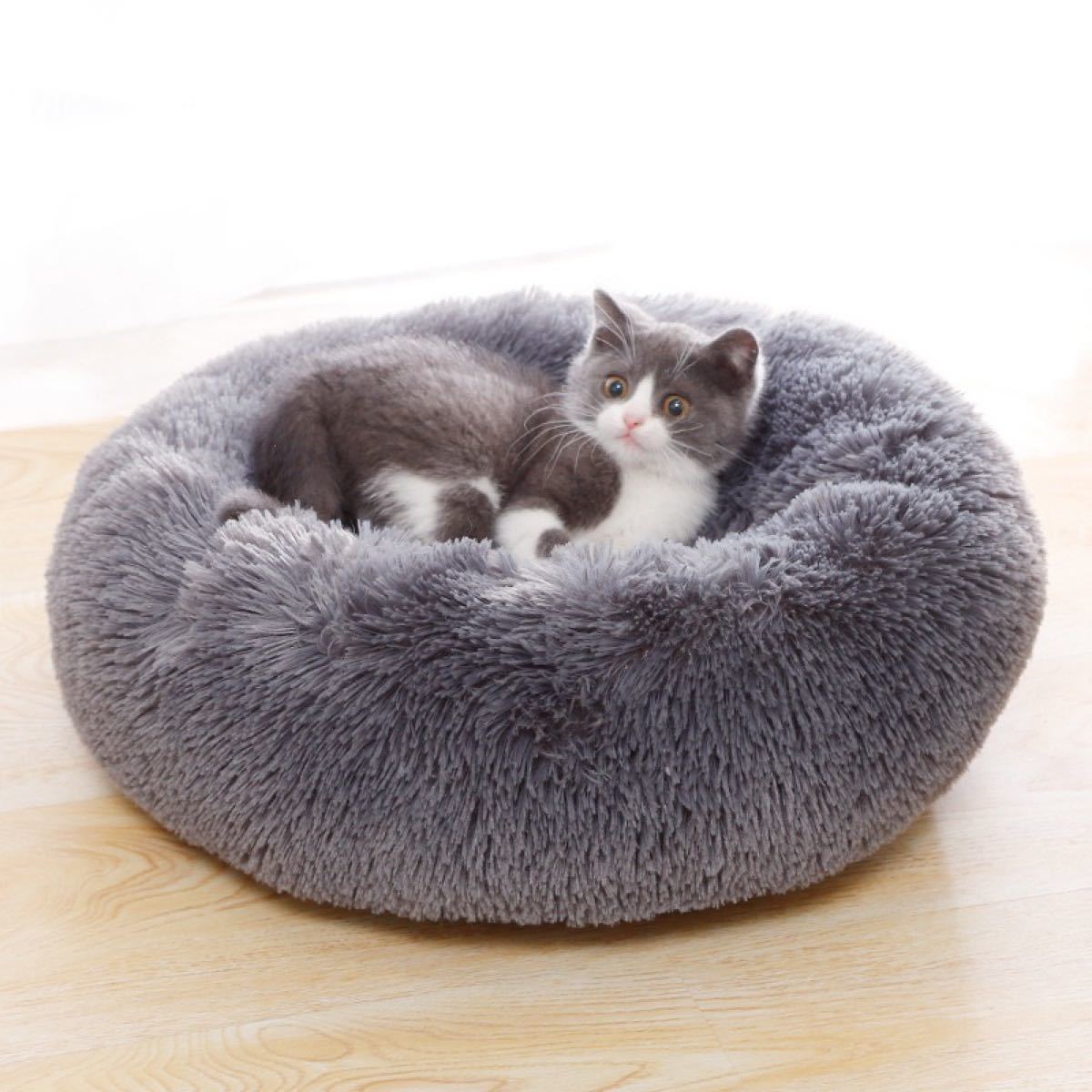 PayPayフリマ｜濃いグレーペット ベット 猫ベッド 犬ベッド 猫クッションベッド 丸型 洗える ペットベッド ペット用ベッド