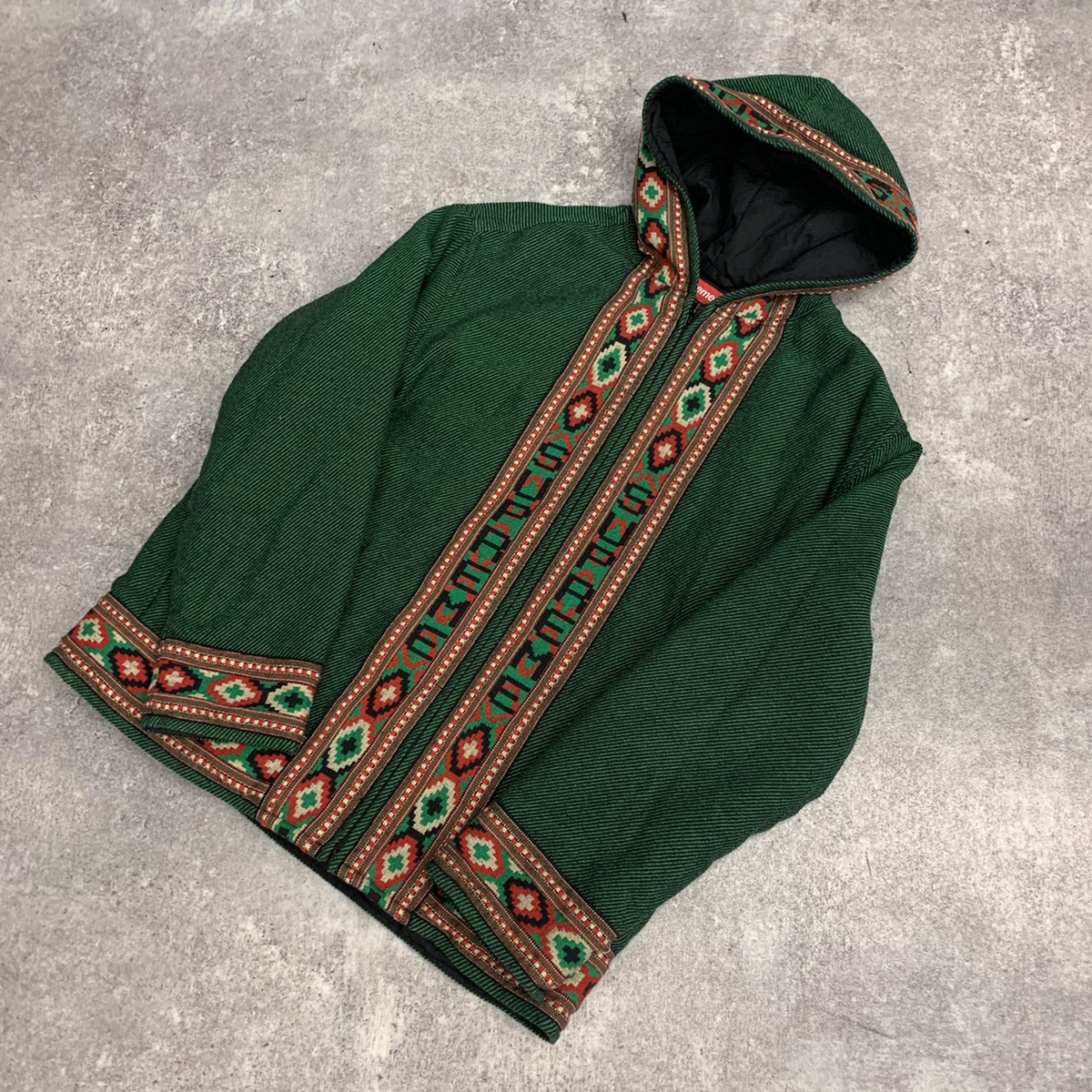 ●Supreme シュプリーム Woven Hooded Jacket ウーブン フーデッド ジャケット 民族デザイン フード ジップ ロゴ グリーン 緑 20SS 104_画像1