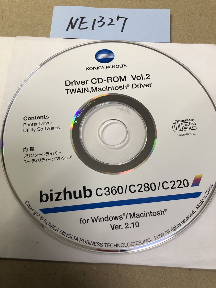 NE1327/KONICA MINOLTA Driver CD-ROM TWAIN,MacintoshDriver printer Driver / utility software /bizhubc360/c280/c220