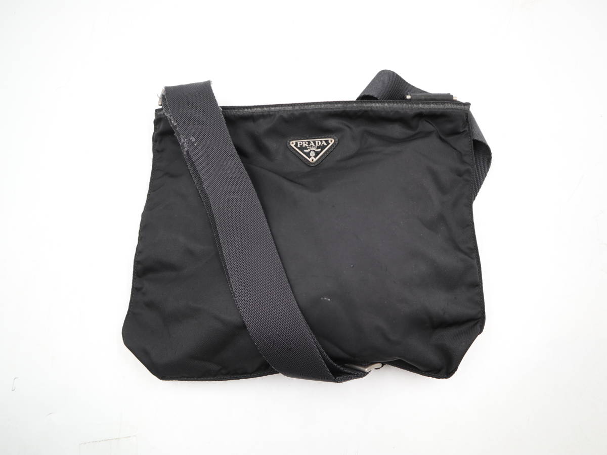 ☆PRADA プラダ ナイロン ショルダーバッグ 三角ロゴプレート ブラック