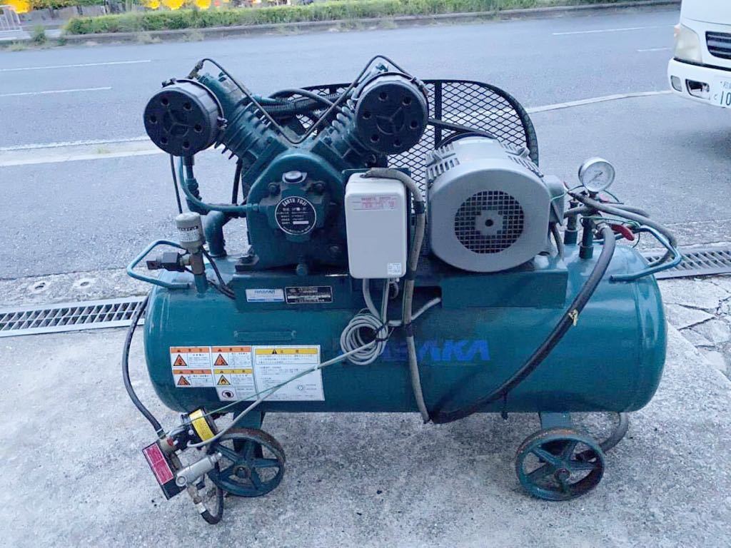 ○B7744 イヤサカ iyasaka 富士 3.7kw 130L 200V エアーコンプレッサー