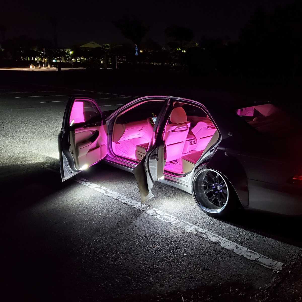 超明るいピンク色 正面発光 90センチ 防水 2本 暴君 LEDテープ テープライト イルミ 爆光 薄い 細い 12V 車 バイク ピンク アンダーネオンの画像2