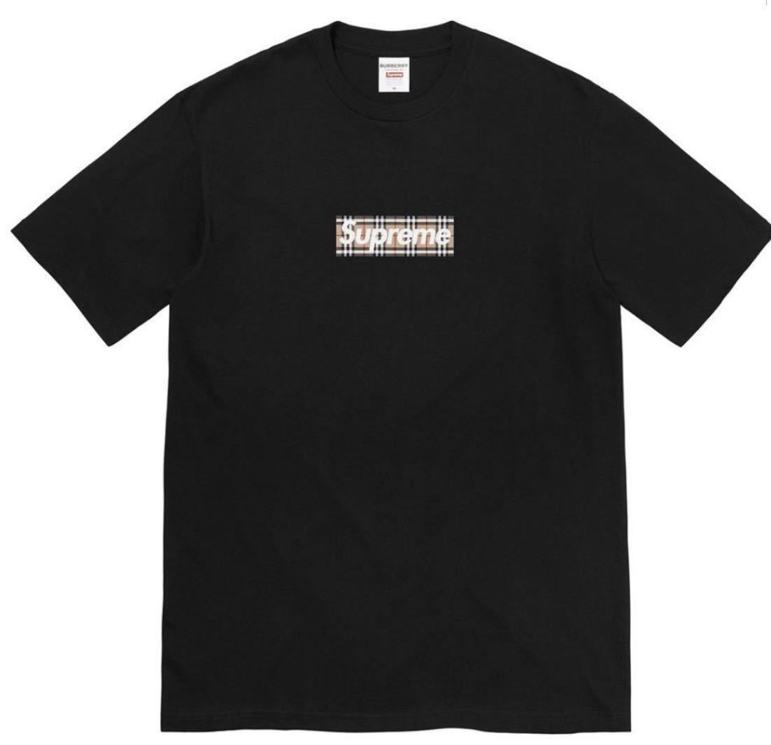 Mサイズ　Supreme Burberry Box Logo Tee Black Tシャツ シュプリーム ブラック バーバリー　黒