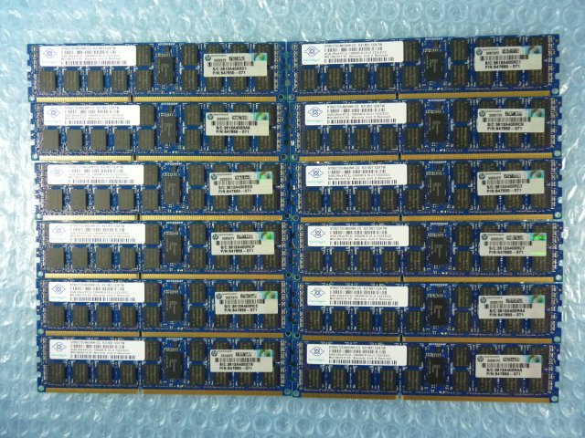 1LVR // 8GB 12枚セット 計96GB DDR3-1333 PC3L-10600R Registered RDIMM 2Rx4 NT8GC72C4NG0NK-CG 647650-071 // HP DL360p Gen8 取外
