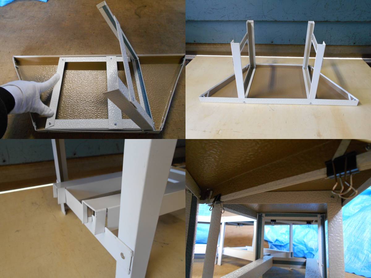 ヘキサテーブル 6角/焚き火テーブル 6台セット エンボスホワイト 脚折畳み 組替可能 洗物置場 クリップ接続 銅板コースター 自作