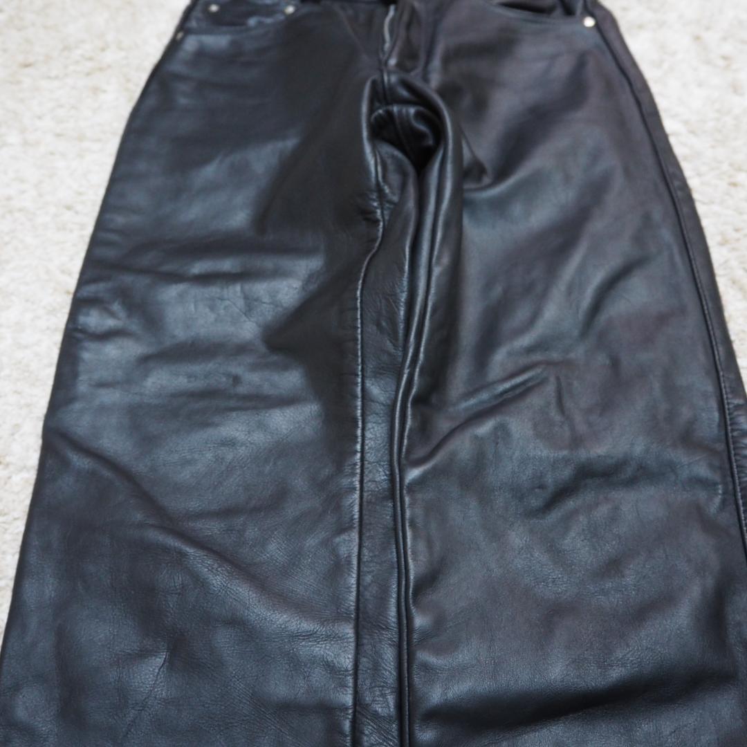 工場直送 アメリカ製 レザーパンツ 本革 Schott ショット W30 黒