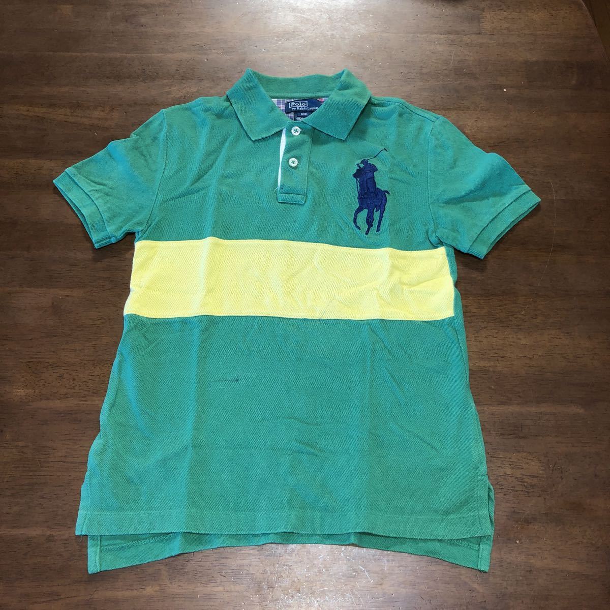 【RALPH LAUREN/ラルフローレン】ポロシャツ　Sサイズ/140㎝　ビッグポニー　中古　グリーン×イエロー_画像1