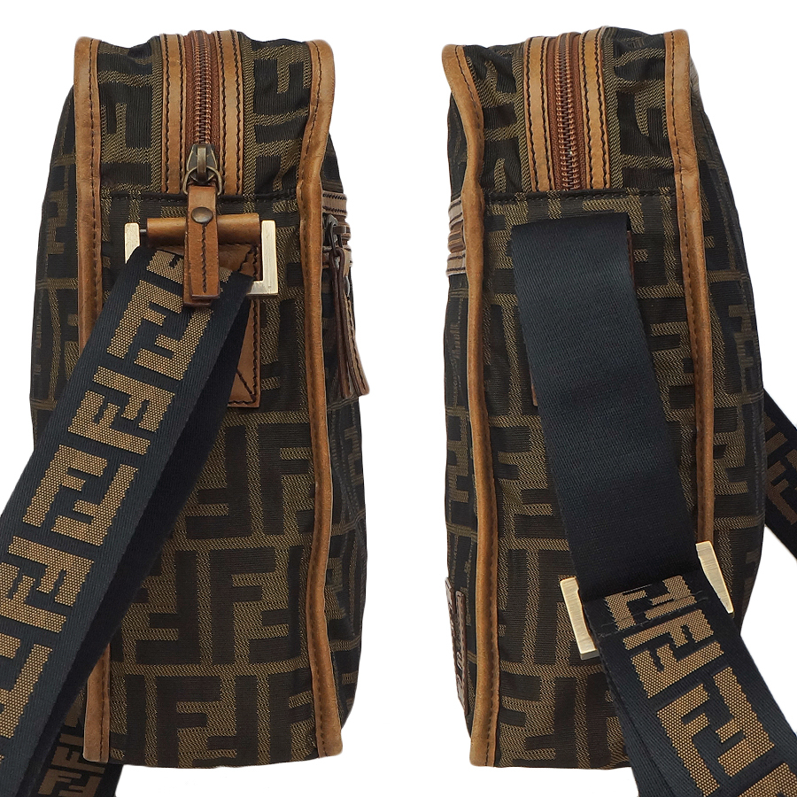 1円▽美品 FENDI フェンディ ショルダーバッグ ズッカ柄 キャンバス