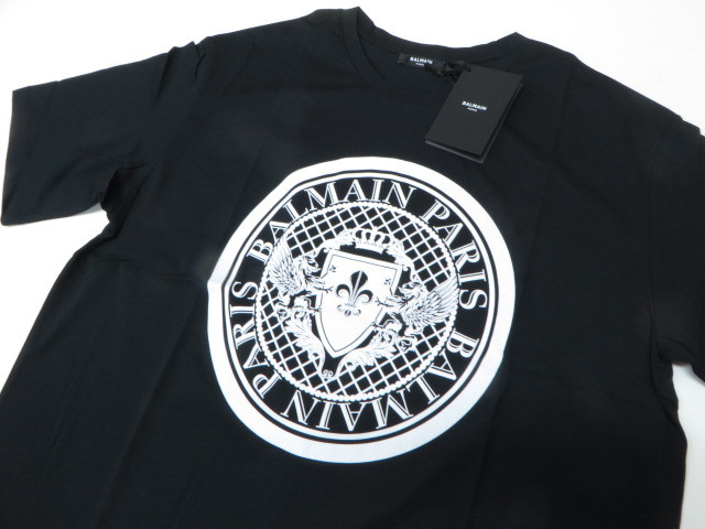 BALMAIN PARIS バルマン メンズ ロゴ プリント Tシャツ ブラック