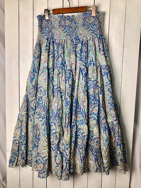 USA old clothes 90s~00s Ralph Lauren maxi height peiz Lee total pattern flair Easy skirt L~XL Ralph Lauren resort long height spring summer *222