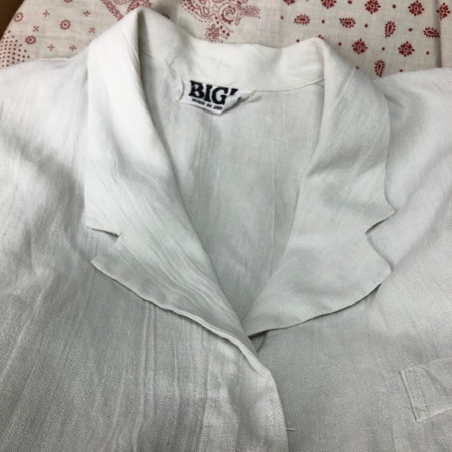 レトロ古着 80s BIGI 肉厚ラミーリネン ロングワンピース 生成り M~L