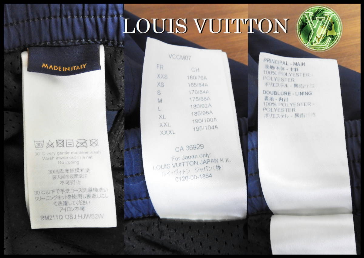 LOUIS VUITTON モノグラム スイムパンツ ルイヴィトン ネイビー 紺色 M 水陸両用 LV メンズ 水着 ハーフパンツ 付属品付き Tシャツ ベルト_画像6