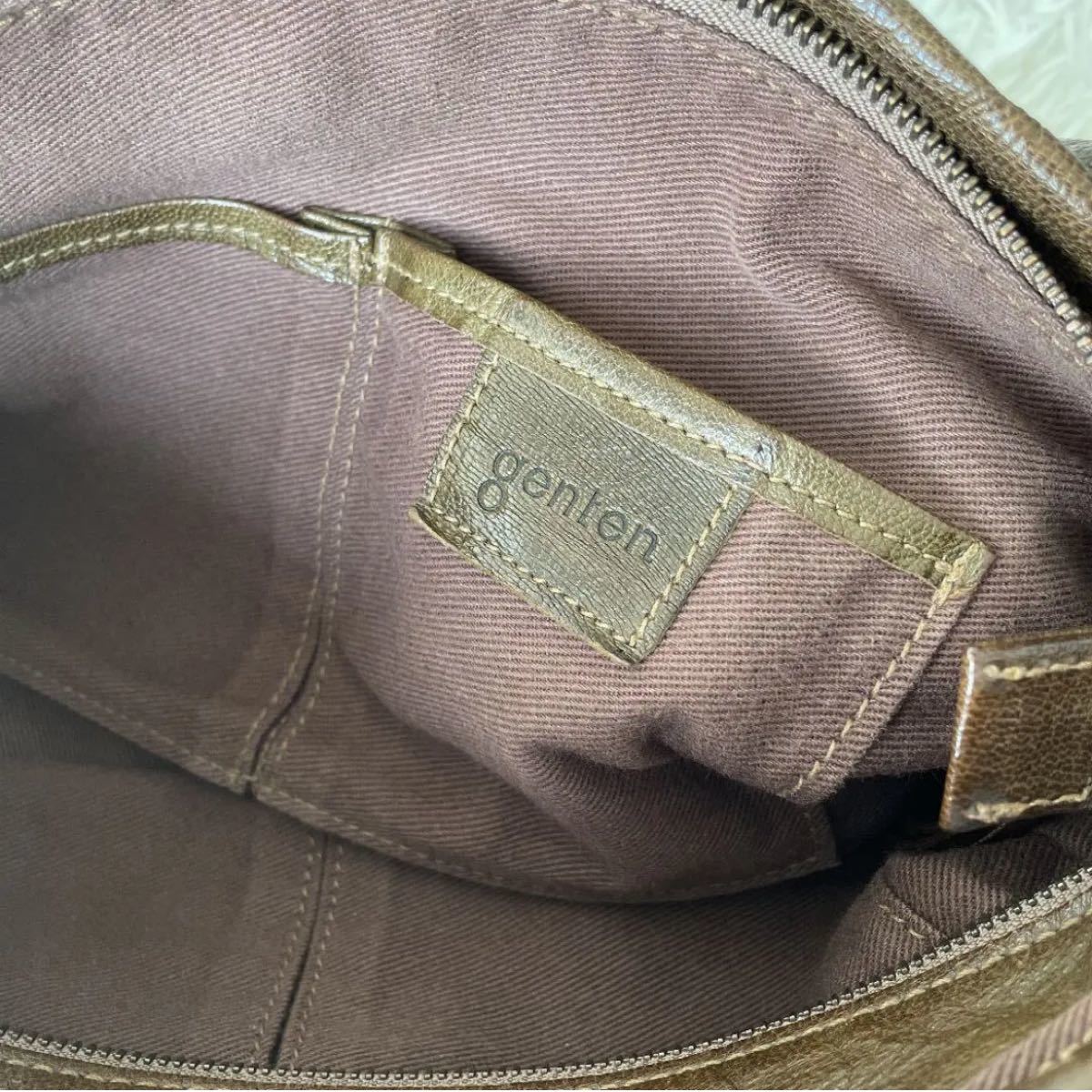 美品 genten ゲンテン ショルダーバッグ ハンドバッグ 肩掛け可 ヌメ革