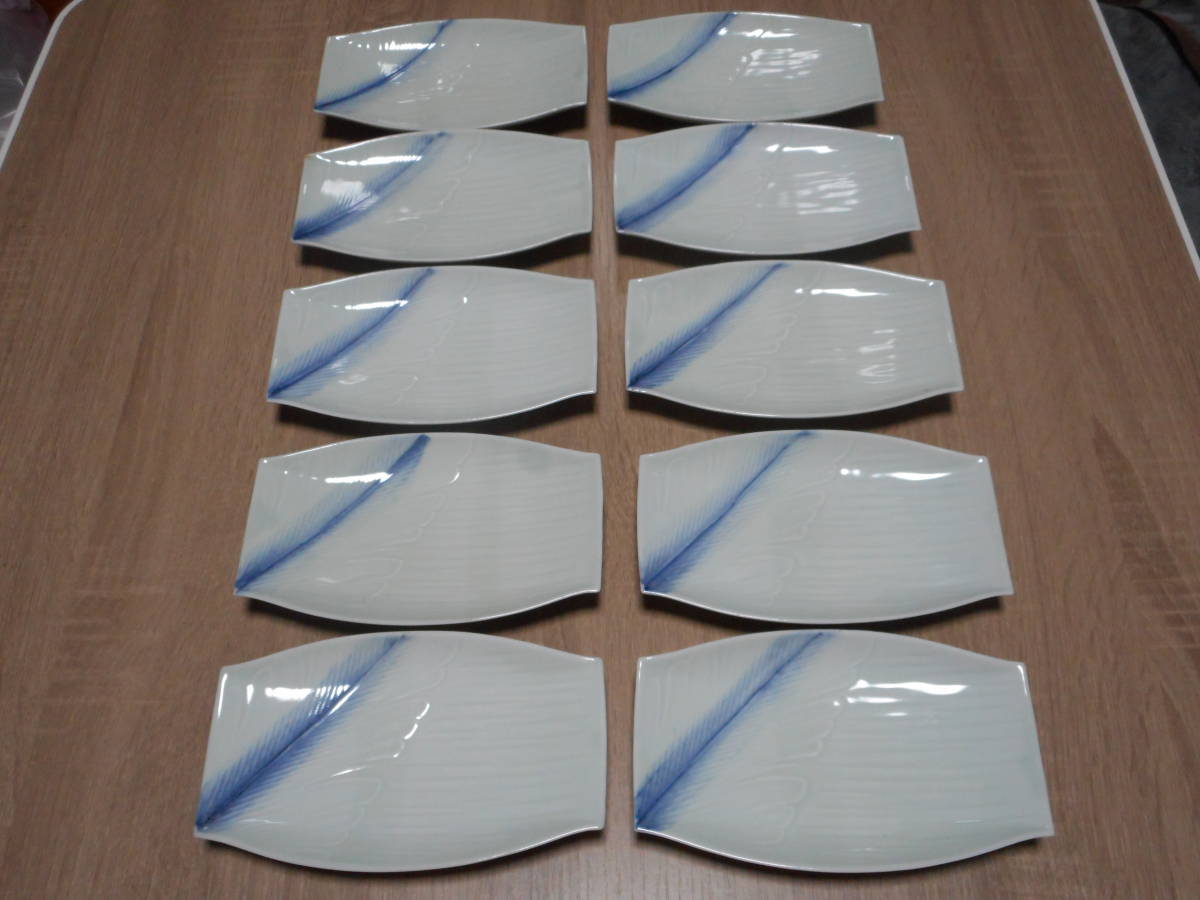 刺身皿・しょうゆ皿 10客セット 和風 レトロ 青磁の画像2