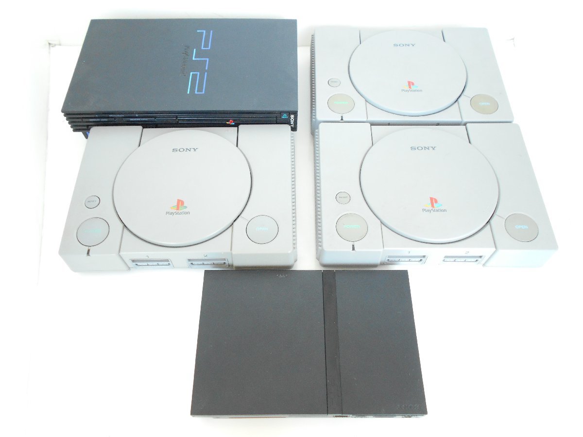 ●PS PLAYSTATION SCPH-5500 7000 / PS2 PLAYSTATION2 SCPH-70000 30000 本体 5台 SONY プレイステーション ジャンク_画像1