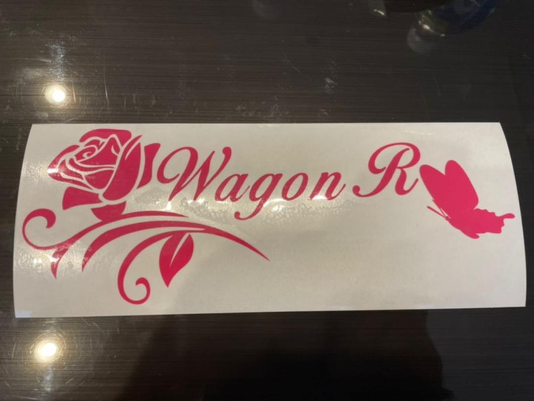 スズキ WAGON R ワゴンR 薔薇 蝶 カッティングステッカー ピンク色_画像2