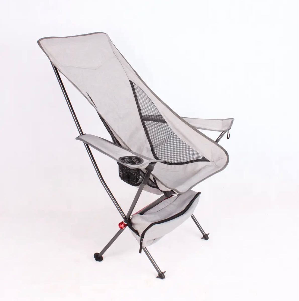 アウトドアチェア キャンプ椅子【アームレスト付き】アルミ合金　重さ僅か1.6キロ　持ち出し楽々　コンパクトサイズ　灰色　ベージュ