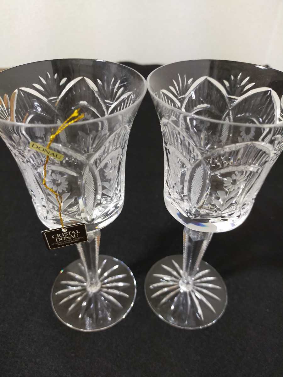 デッドストック CRYSTAL DONAU KAMEI GLASS ワイングラス ペアグラス 