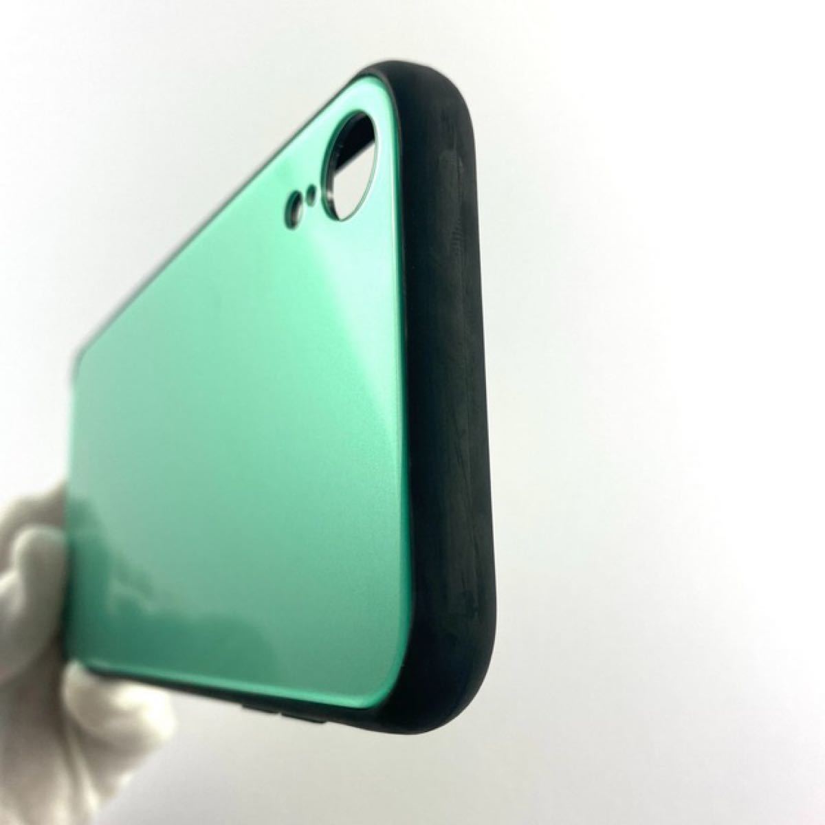 新品 iPhone XR 背面ガラスシェルケース「SHELL GLASS」 グリーン