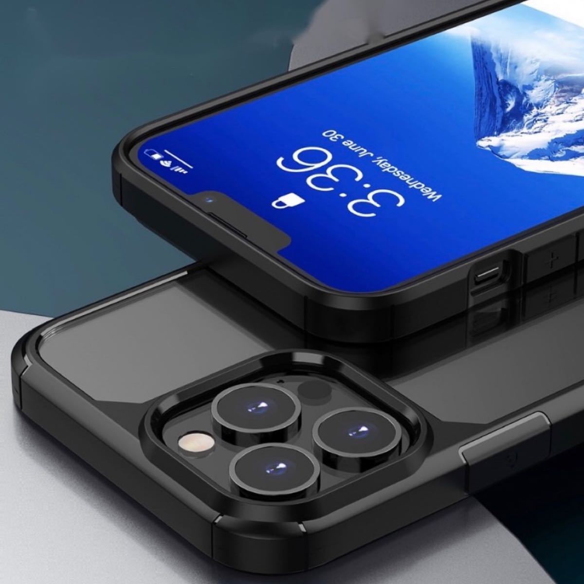 【在庫処分】iphone13pro ケース クリア 耐衝撃 透明 ブラック iPhoneケース アイフォン シンプル 人気