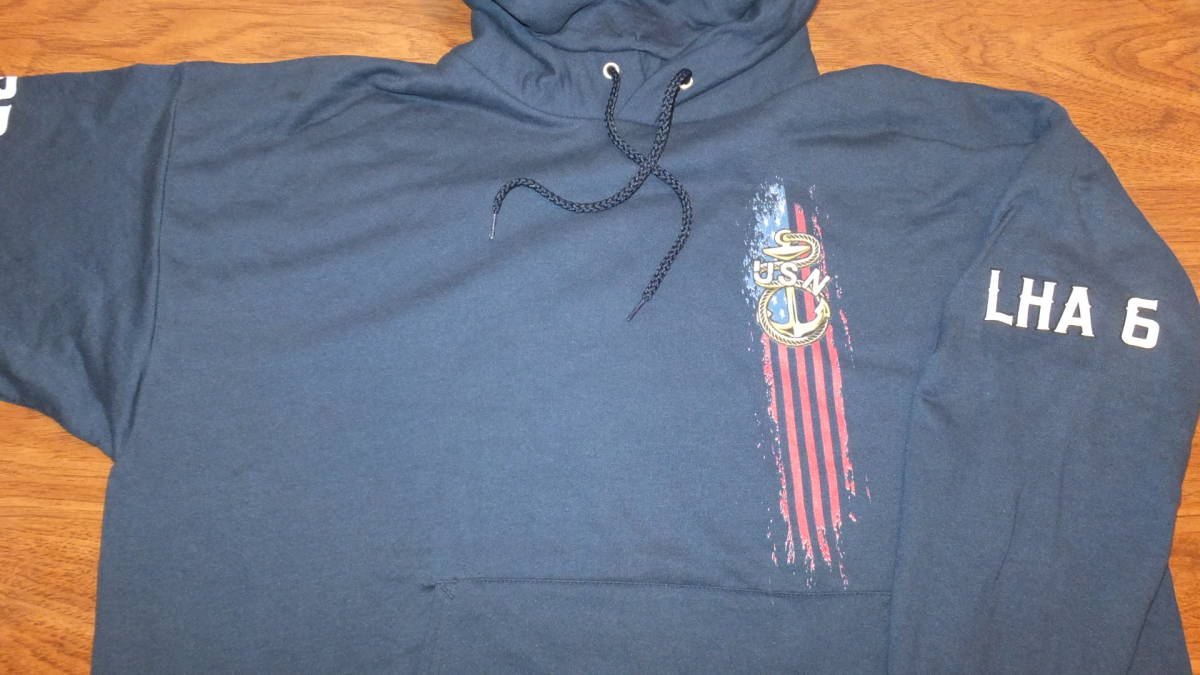 [LHA-6]USS America rice navy a little over .. land .CPO rice navy .. guarantee basis ground sweatshirt Parker size 2XL US NAVY USN rice no. 7.. water land both for war squad navy blue color USMC