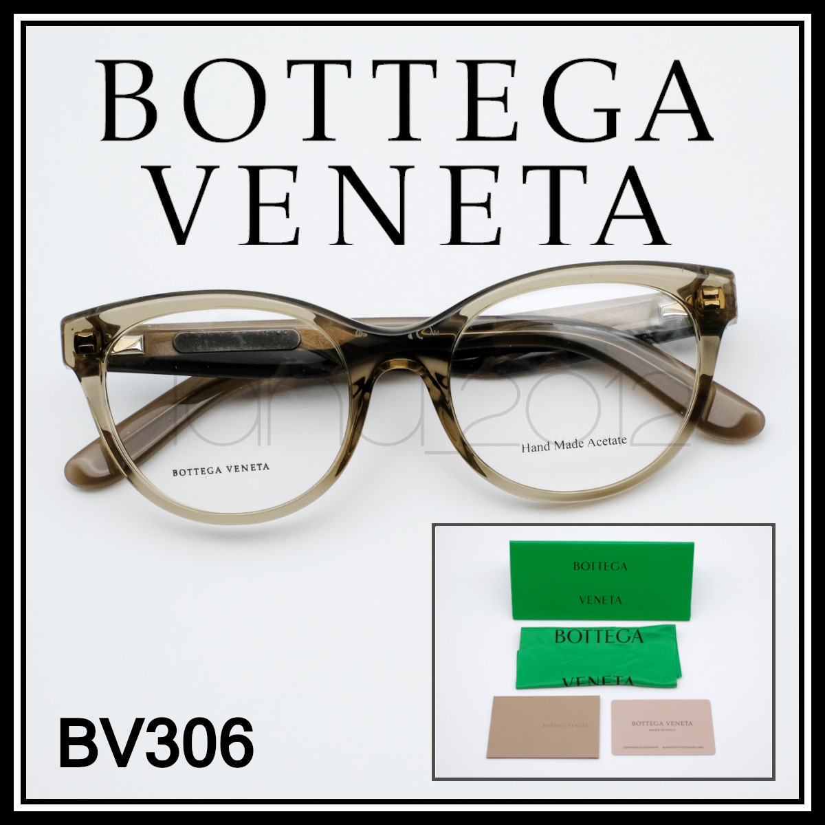 ★新品本物！BOTTEGA VENETA BV306 TIE クリアカーキ ボッテガヴェネタ イントレチャート イタリア製高級メガネ セル