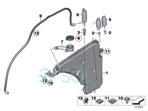 BMW E30 E36 E46 E90 E91 E92 E93 F30 F31 F34 F80 ウォッシャータンクキャップ 318i 320i 323i 325i 328i 330i 335i M3 61667264145_画像4