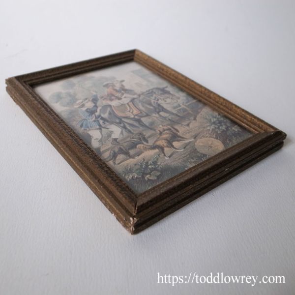 【カントリーハウスでロバに乗りたい】イギリス アンティーク ヴィクトリアン プリントフレーム◆◆Antique Victorian Print with Frame◆_画像2