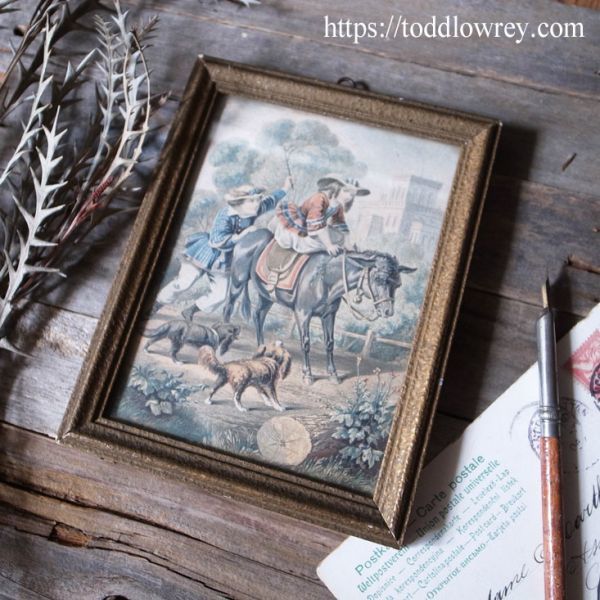 【カントリーハウスでロバに乗りたい】イギリス アンティーク ヴィクトリアン プリントフレーム◆◆Antique Victorian Print with Frame◆_画像10