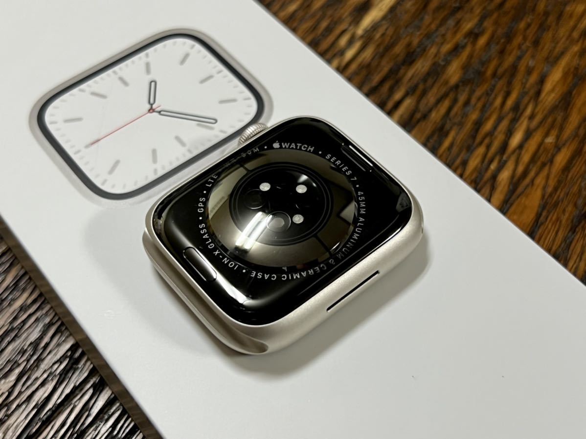 ★ シリーズ7 美品 ★ アップルウォッチ Apple Watch Series 7 45mm スターライト アルミニウム GPS Cellular  スターライト スポーツバンド