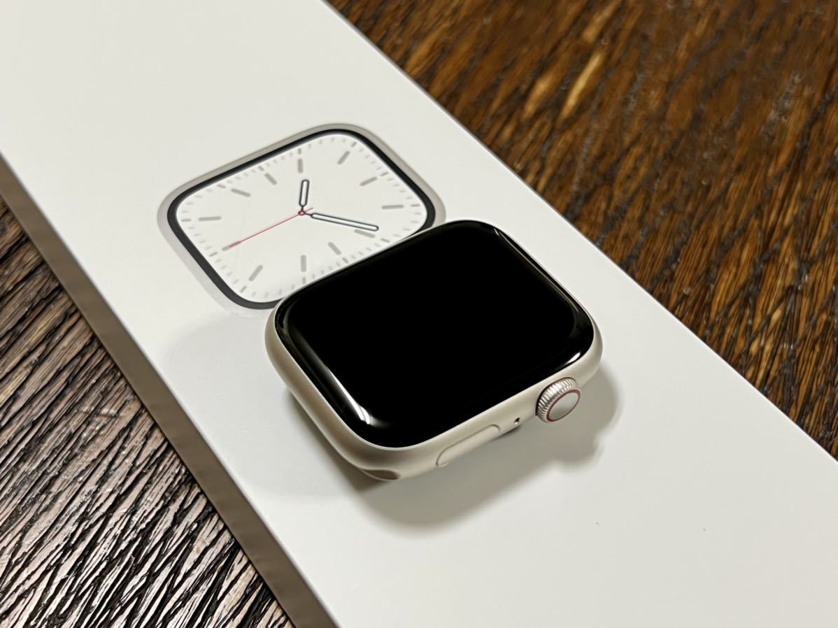 ★ シリーズ7 美品 ★ アップルウォッチ Apple Watch Series 7 45mm スターライト アルミニウム GPS Cellular  スターライト スポーツバンド