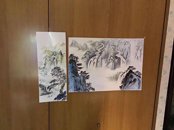 肉筆 水墨山水画【風水山水図】新築 新宅 引越 開運絵画 縁起物 贈り物最適最高 真作 高級工芸美術師 開運風水絵画