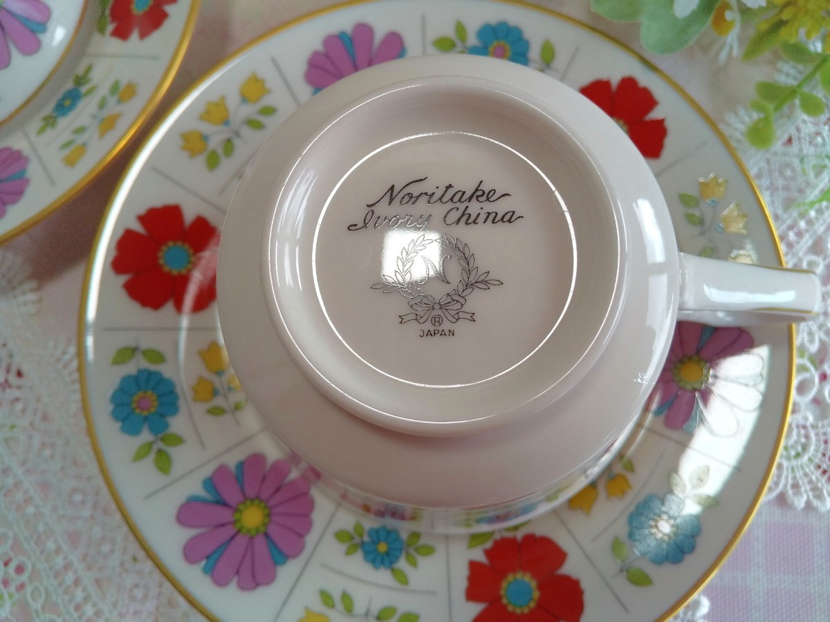 未使用☆ノリタケ アイボリーチャイナ カップ&ソーサー 2客セット