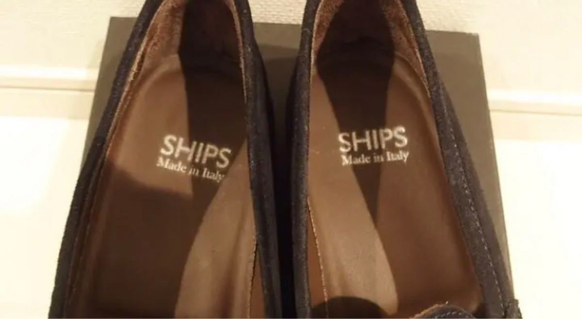 SHIPSシップス ローファー ネイビー スウェード スエード イタリア製