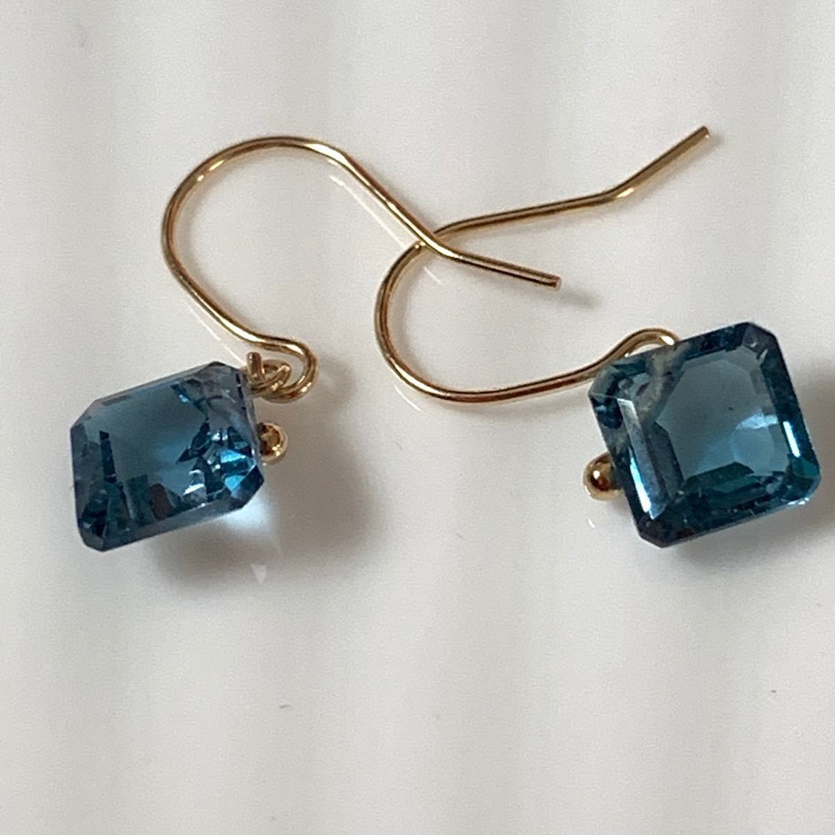 即決価格☆12.00ct☆✨大粒ブルートパーズK18ピアスイヤリング-