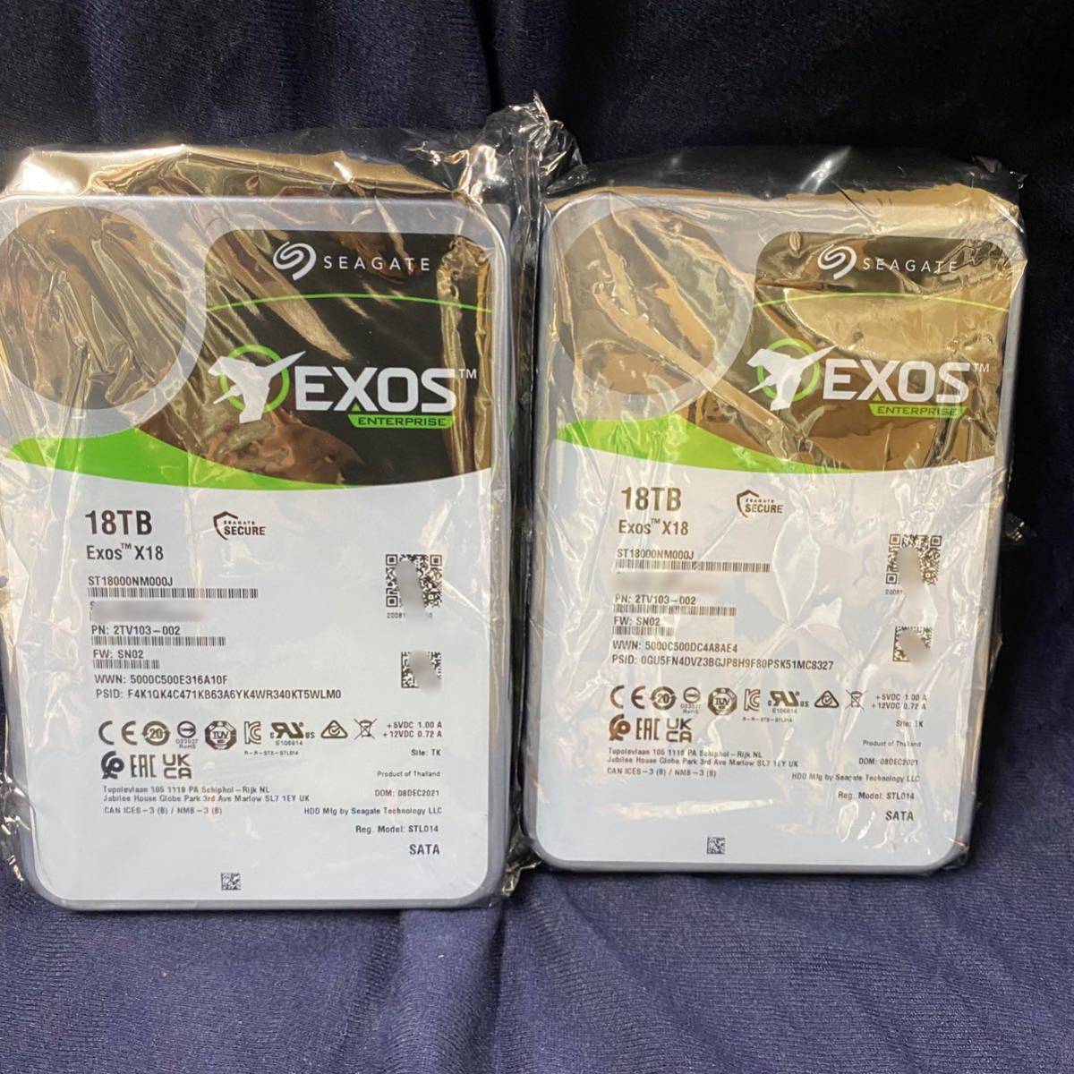 Seagate Exos X18 ST18000NM000J 18TB HDD 2台セット 内蔵